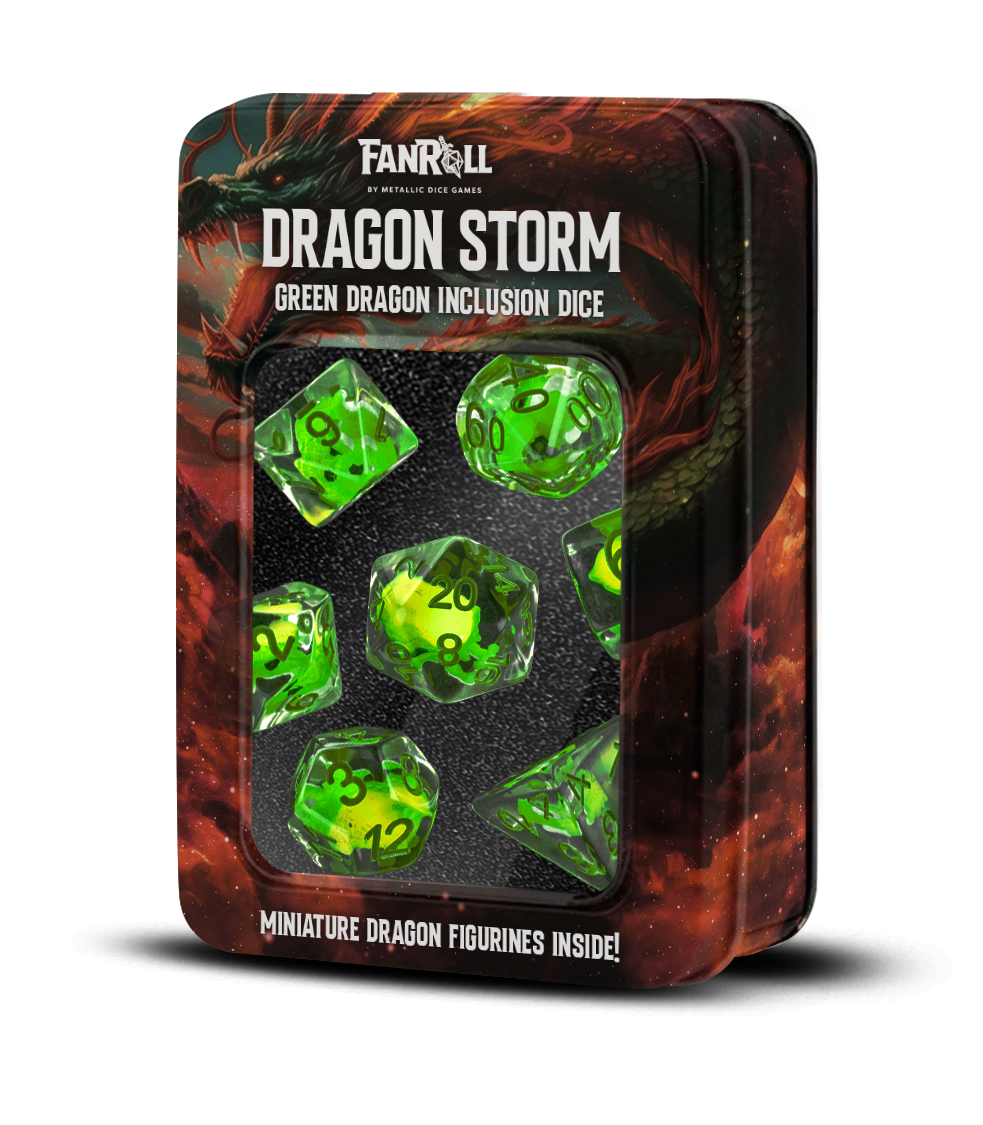 Dragon Storm Inclusion Resin Dice Set: Green Dragon (7)