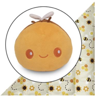 Plushie Tote Bag: Yellow Bees & Honeycomb Tote Bag + Yellow Bee Plushie