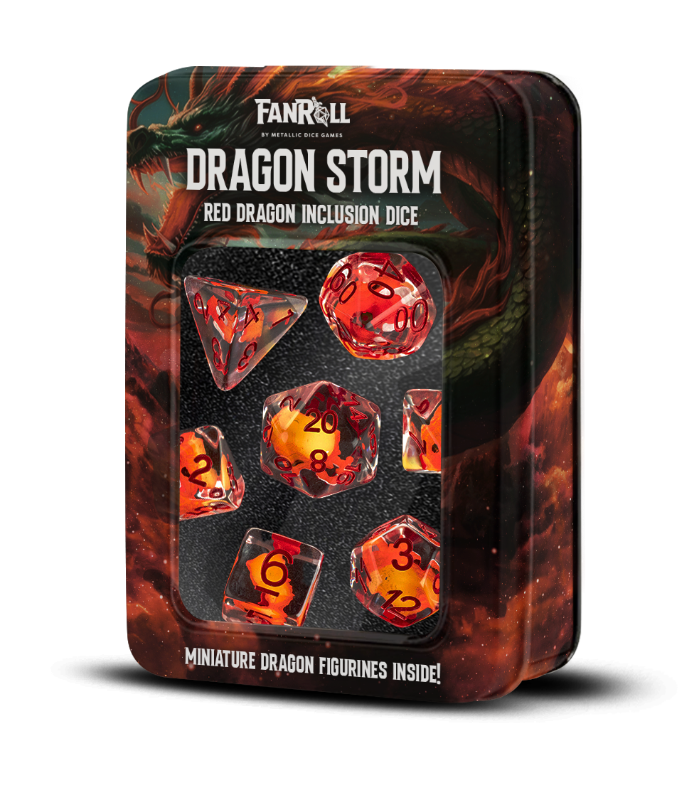 Dragon Storm Inclusion Resin Dice Set: Red Dragon (7)