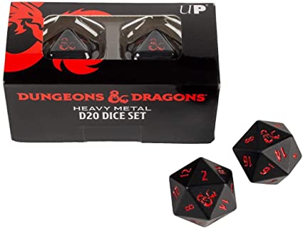 Dungeons and Dragons RPG: Heavy Metal - D20 Black and Red Dice Set (2)