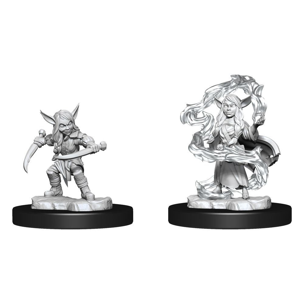 Critical Role Unpainted Miniatures: W01 Goblin Sorceror and Rogue Female